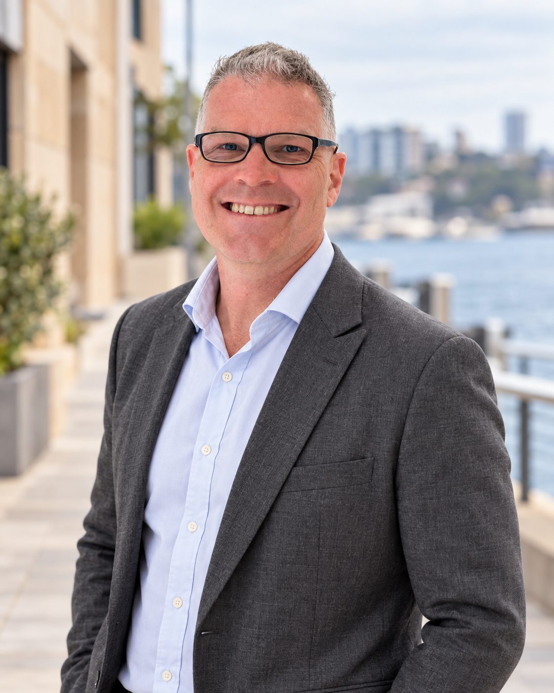 Tony Sinclair by the Sydney waterfront